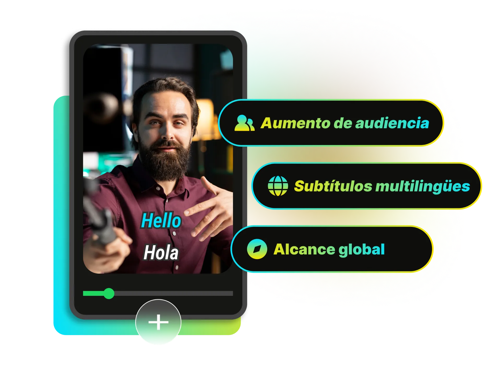 YouTube interface with translated video and performance metrics